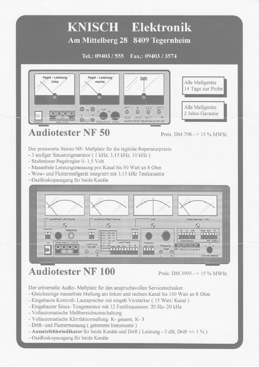 Knisch Elektronik Audiotester NF 50 - Audiotester NF 100